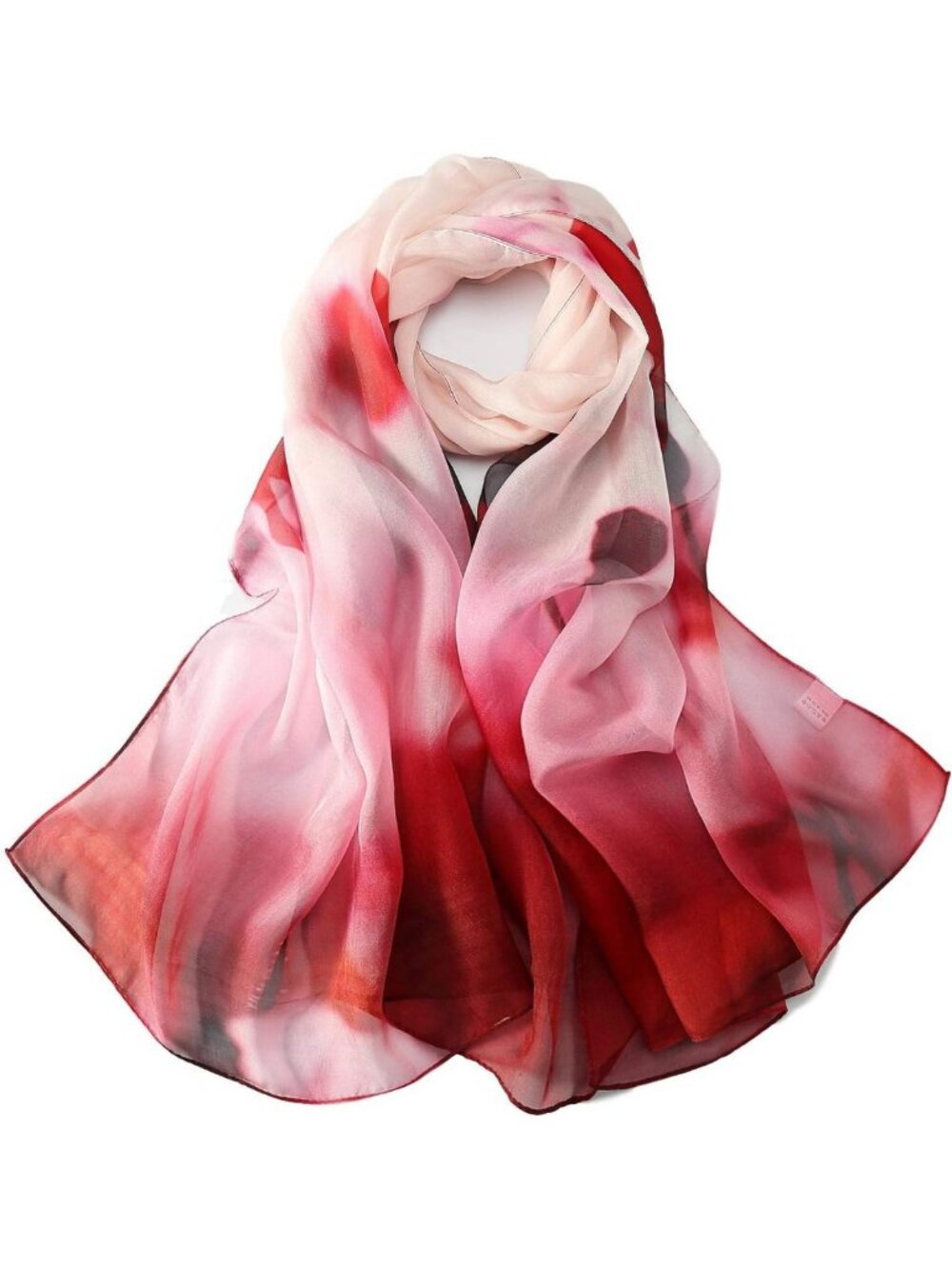 Floral Print Long Silk Chiffon Scarf - Lightweight, Elegant Accessory for All